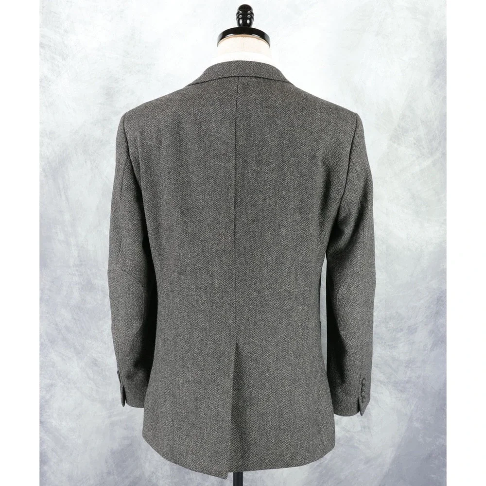 Banana Republic Tweed Sport Coat 38R Grey Herringbone Moon British Wool Blazer